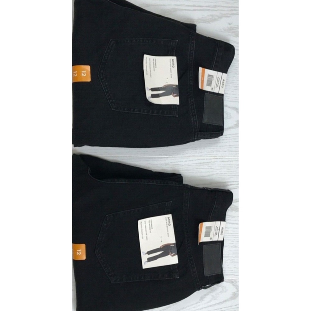 Aeropostale High Rise 90s Baggy Jeans Womens 12 Black 100% Cotton Lot Of 2 NEW
